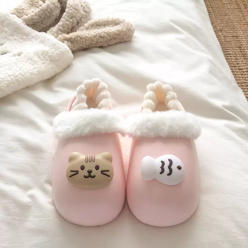 冬季加绒保暖防滑月子棉拖女款