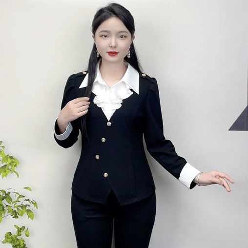 春秋季新款高档时尚轻奢气质洋气收腰显瘦遮肉长袖大码衬衫上衣女