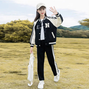 女童秋季运动套装2025新款洋气时髦网红中大童棒球服春秋装儿童装