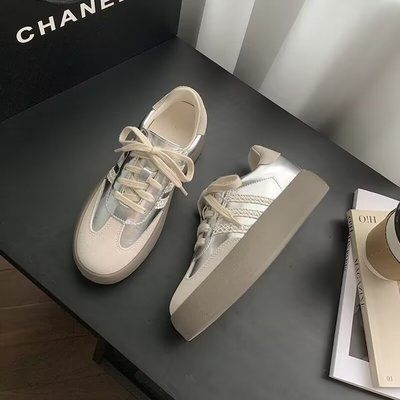 品牌特价2025春秋新款德训鞋厚底增高小个子蕾丝休闲复古运动板鞋