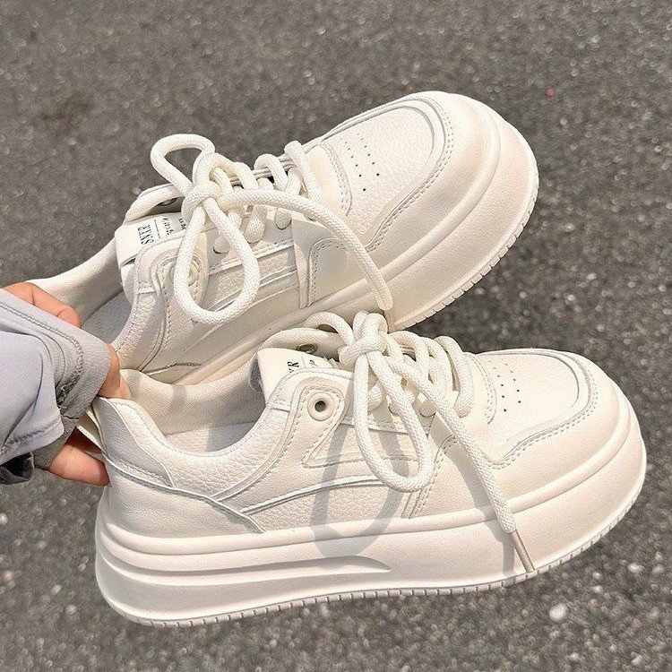 厚底增高小白鞋女小众面包鞋女春夏配阔腿裤的鞋子百搭运动休闲鞋