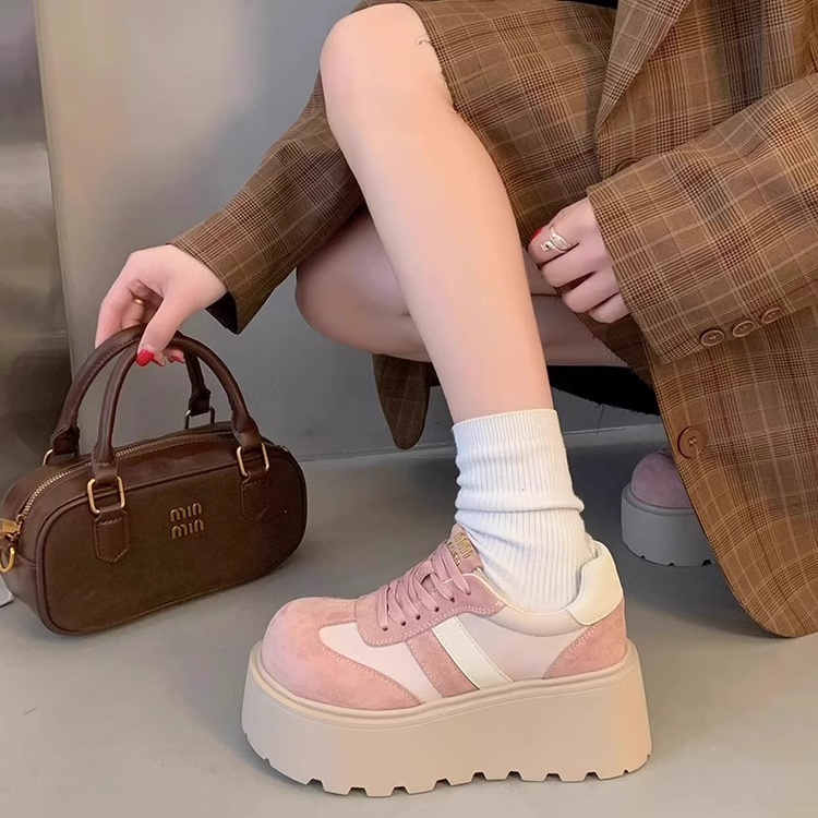 品牌松糕厚底老爹鞋女2025春秋季小个子增高德训鞋百搭休闲运动鞋,运动鞋new,德训鞋,淘宝优惠券,粉丝福利购,淘宝优惠卷