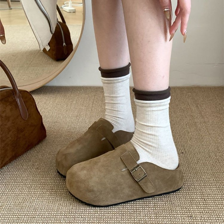 休闲舒适厚底增高勃肯鞋女2025春季新款时尚百搭包头半拖博肯凉拖