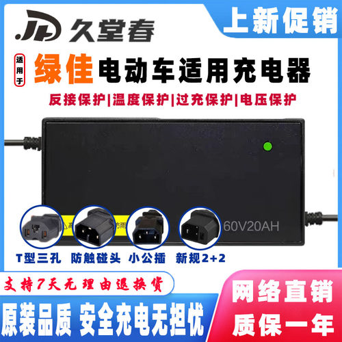 绿佳电动车电瓶适配充电器电摩