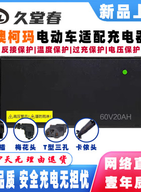 澳柯玛电动车适配充电器48V12AH60V20A72伏32AH梅花头小公插2+2