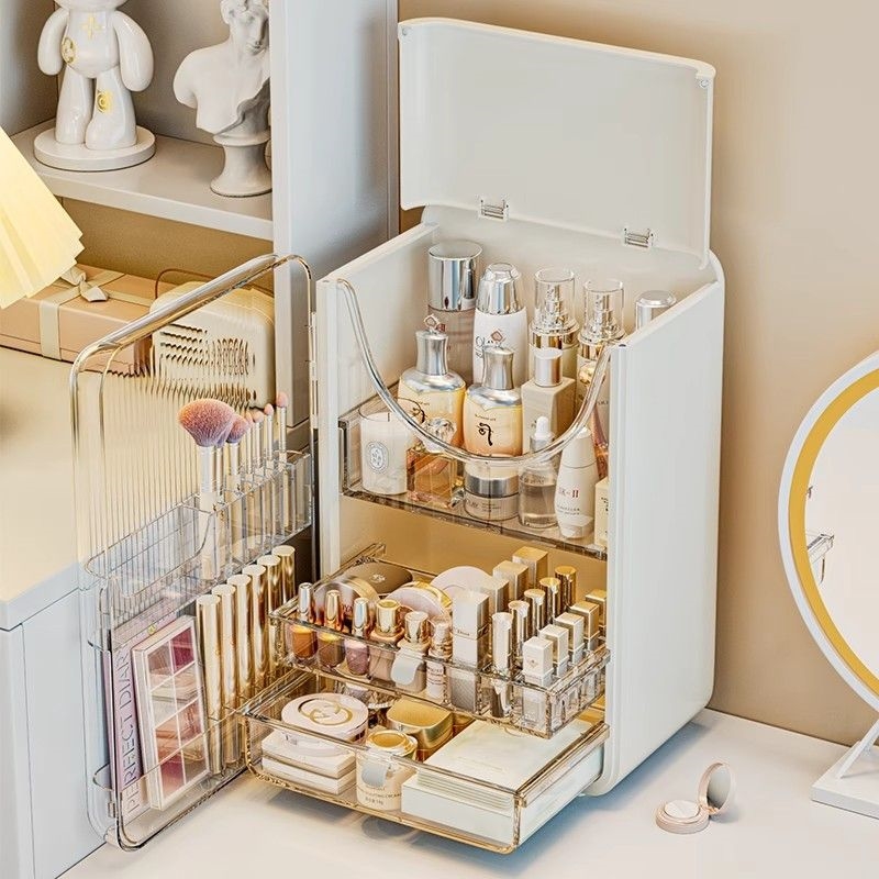 桌面化妆品收纳盒抽屉式面膜护肤品收纳盒整理盒台面轻奢风化妆盒