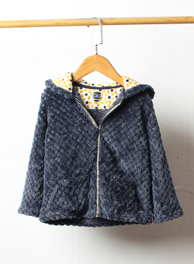 清仓 H105-D1童装95-130码法国儿童绒卫衣长袖大V领连帽女童外贸