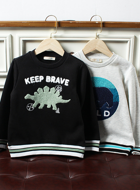 瑕疵J744-N3童装105-135码欧美儿童薄绒卫衣春秋长袖打底衫外贸