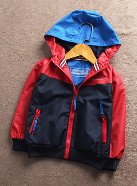 瑕疵J048-K4童装90-165码 欧美儿童外套拉链衫连帽冲锋衣春秋外贸
