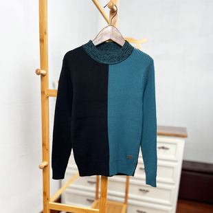 B6童装 毛衣纯棉针织衫 110 欧美儿童长袖 男童拼色外贸 130码 K419