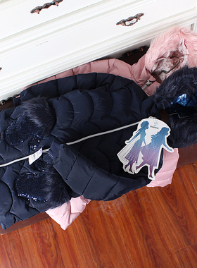 H568-A2 童装110-125码 欧美儿童棉袄女童中长款棉衣冬季外贸