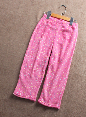 D753-W6清仓100-150码童装欧美儿童珊瑚绒家居裤睡裤长裤女童外贸
