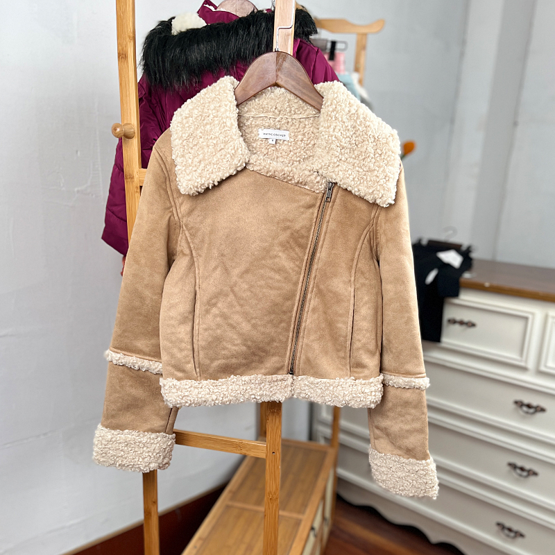 儿童加绒外套女童羊羔绒春秋拉链