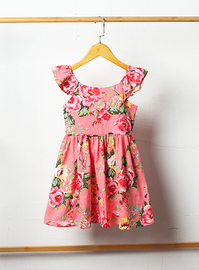 清仓E814-H6童装100-155码欧美夏装儿童纯棉连衣裙棉布吊带裙外贸