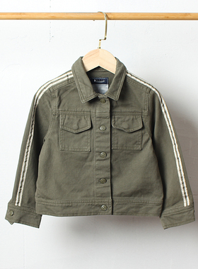 J368-O2 童装98-143码 欧美儿童外套纯棉单排扣翻领春秋女童外贸