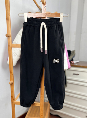 瑕疵K607-L4童装120-170码国内儿童加绒卫裤男女童加厚长裤秋冬季