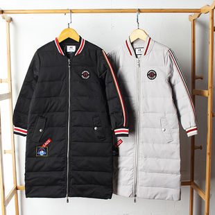 清仓H094 羽绒服外套棒球领拉链衫 W6童装 儿童白鸭绒长款 120码 断码