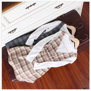 Q3童装 呢子背带裙长袖 130 日系儿童套装 T恤学院风外贸 160码 H618