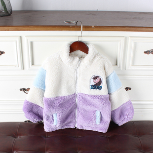 国内儿童羊羔绒拉链衫 H553 160码 110 立领外套女童卡通外贸 W5童装
