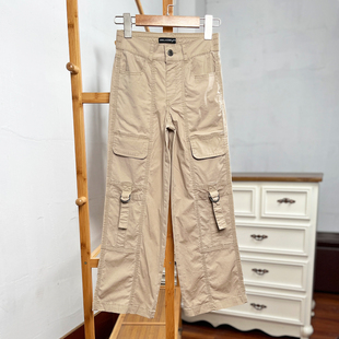 K529-Q5 童装130-165码 欧美儿童纯棉长裤女童春秋多袋工装裤外贸