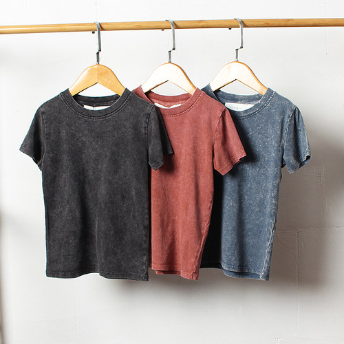 瑕疵外贸儿童短袖T恤重水洗做旧=