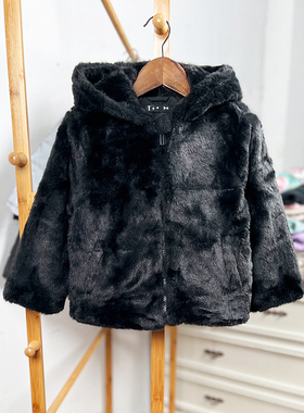 H801-Z3边童装104-176码欧美儿童加绒拉链衫连帽双层外套女童外贸