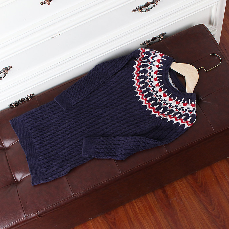 瑕疵J858-62童装92-128码 欧美儿童中长款针织衫线衣女童兔毛外贸