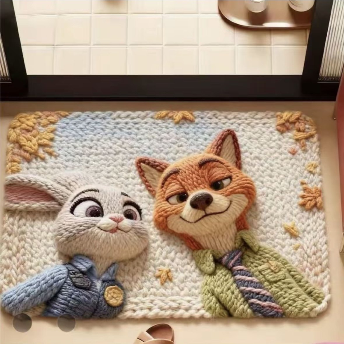 疯狂动物城卡通可爱吸水地垫床边家用硅藻厨房入户卧室地毯防滑