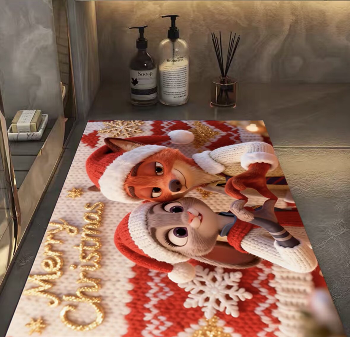 疯狂动物城卡通可爱吸水地垫床边家用硅藻厨房入户卧室地毯防滑