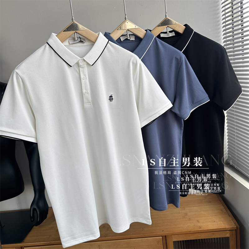 大厂品质~复古系列！科技面料不勾丝不起球撞色翻领短袖POLO衫男