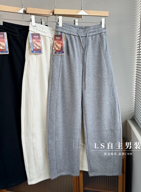 设计师线！3D弯刀裁剪！羊毛混纺！25秋冬加绒加厚男女保暖卫裤潮