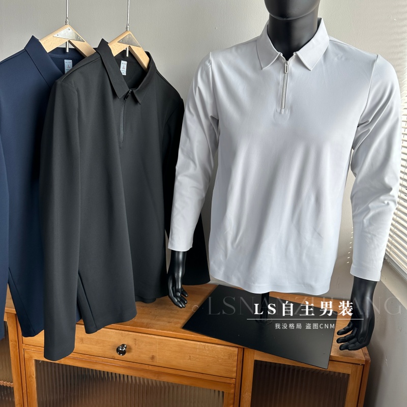 3D立裁男士运动休闲立领长袖T