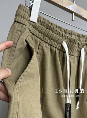白捡来的~美式工装风！全棉斜纹沙卡！秋冬男士松紧腰束口休闲裤