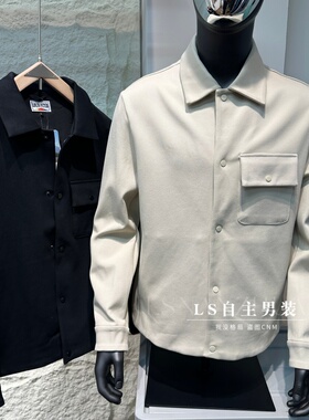 工厂清货~质感高级！挺括抗皱免烫春秋男士工装纯色翻领夹克外套