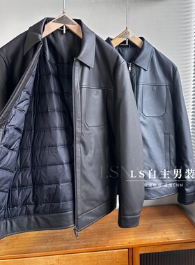 太帅了~PU皮+鹅绒充绒！厚实保暖！冬季男士翻领羽绒服皮衣外套