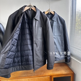 PU皮 男士 鹅绒充绒 冬季 翻领羽绒服皮衣外套 厚实保暖 太帅了