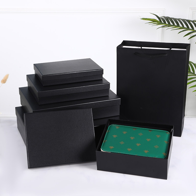 黑色礼品盒简约礼物盒高档仪式感礼盒男衣服围巾鞋包装盒空盒定制