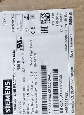 {议价}6SL3000－6EE22－0AA0未拆封20kw电