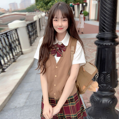 马甲背心针织开衫毛衣女jk制服