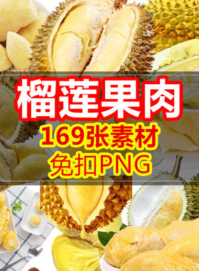 PS手绘美味新鲜水果肉榴莲PNG免抠设计素材海报背景插画元素装饰