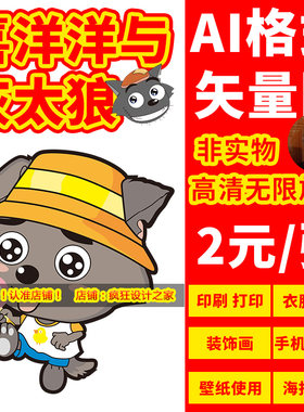喜羊羊与灰太狼高清AI矢量图PNG透明免抠图片烫画手机壁纸素材EPS