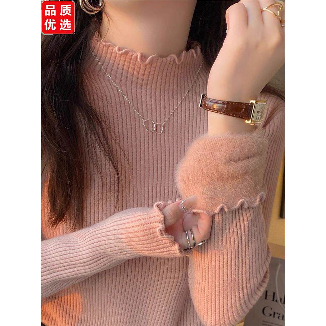 粉色毛衣女冬季加绒加厚