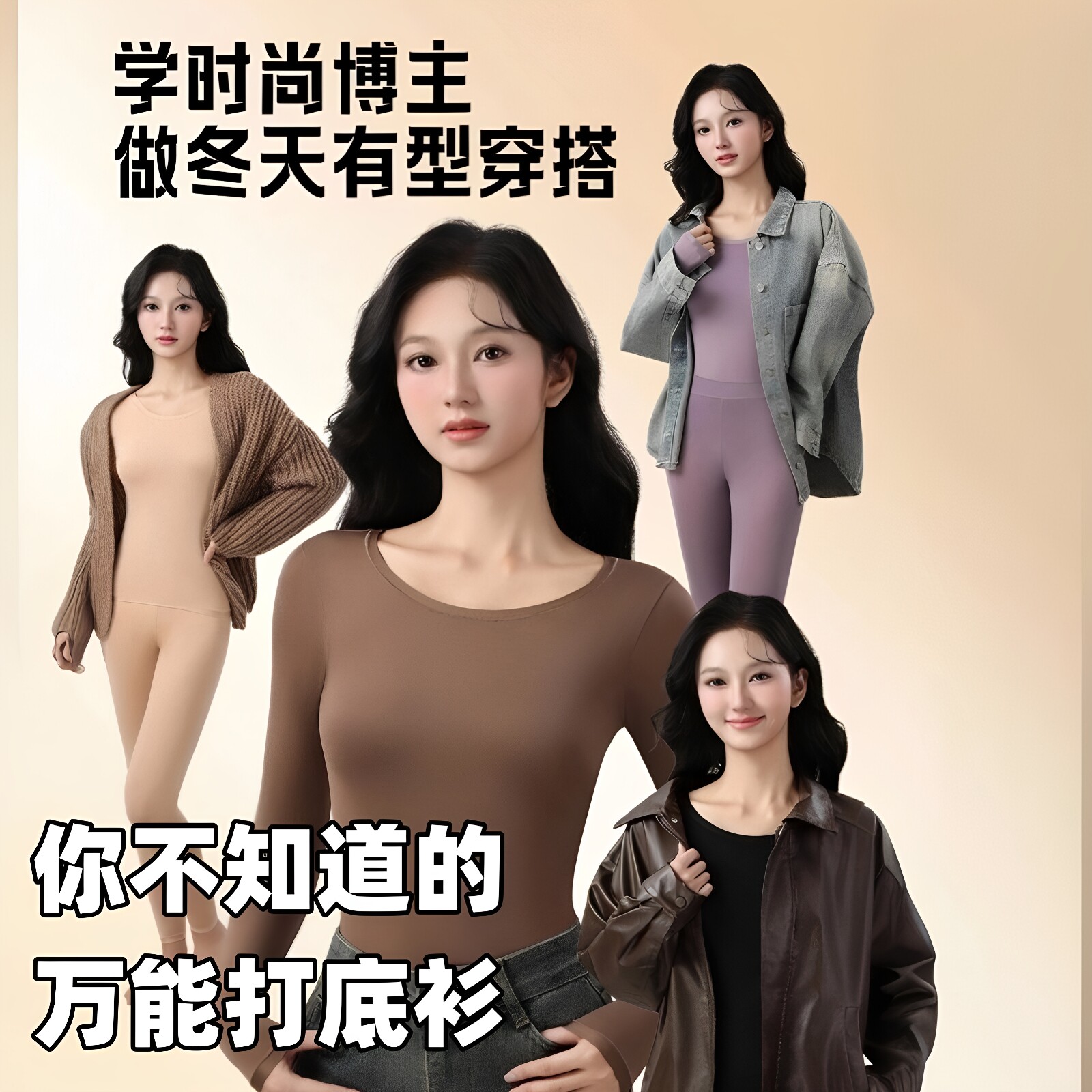 国秀伊人粉底液修身保暖内衣套装