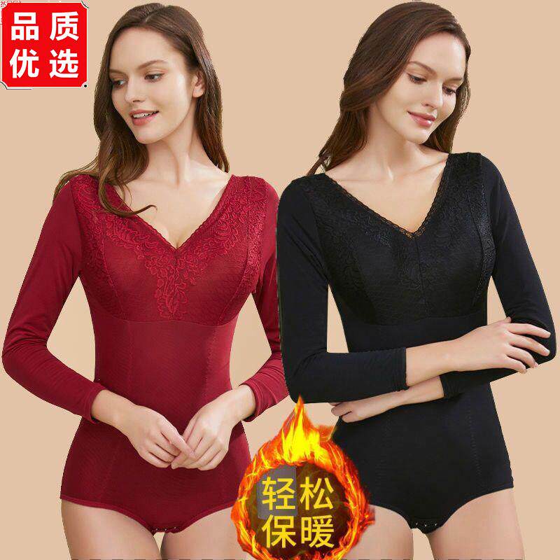 带胸垫长袖加厚加绒连体