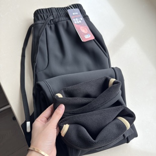 保暖黑科技 暖绒雪地裤 户外三防加绒秋冬男女款松紧腰直筒休闲裤