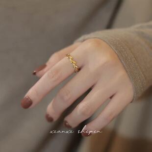 轻奢树叶戒指女2025年新款小众设计感复古高级感不掉色食指戒指环