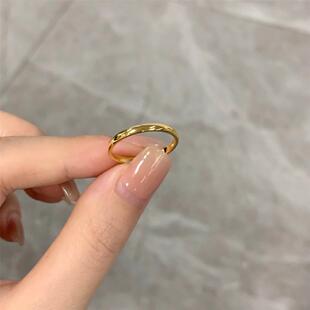 洗手不用摘ins小众设计弧面尾戒韩式轻奢高级感钛钢情侣男女戒指