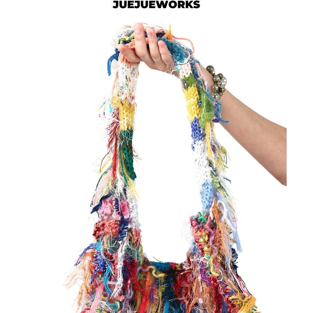 JUEJUEWORKS孤品流苏手提单肩包 每一个都不一样 纯手工毛线针织