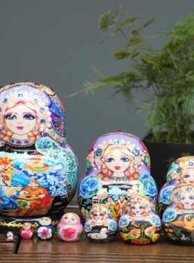 俄罗斯套娃10层木制品节日礼品摆件儿童益智玩具纪念品哈尔滨送礼