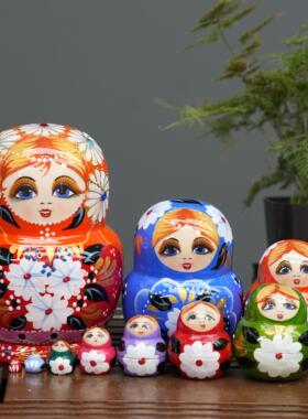 俄罗斯套娃10层烤漆木制儿童益智玩具摆件工艺品旅游纪念品哈尔滨